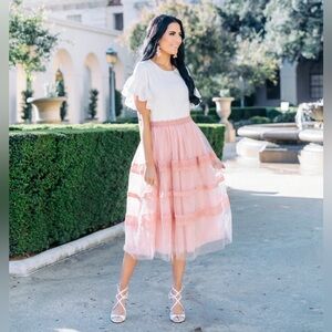 Rachel Parcell Versailles Pink Tulle Skirt EUC